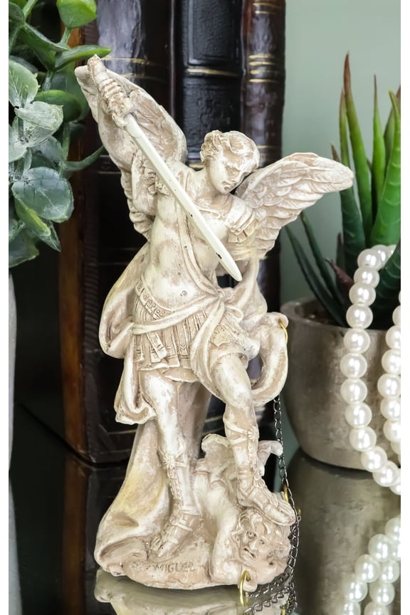 Holy Archangel Saint Michael With Chained Lucifer Statue Holy Eucharist Patron