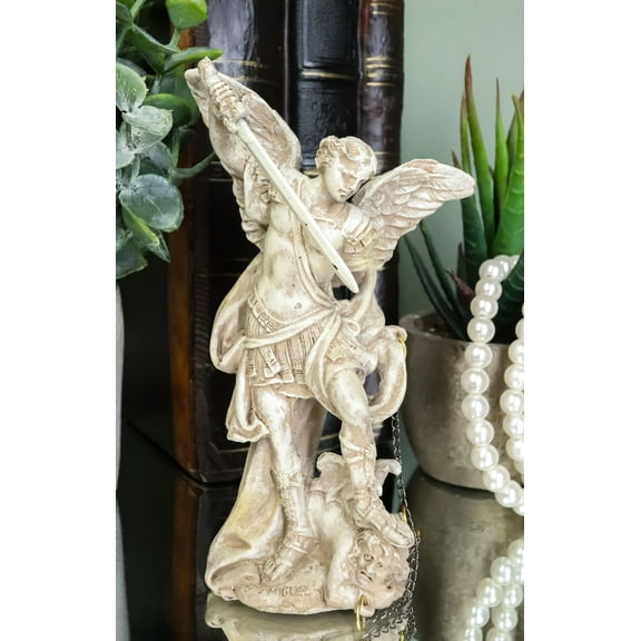 Holy Archangel Saint Michael With Chained Lucifer Statue Holy Eucharist Patron