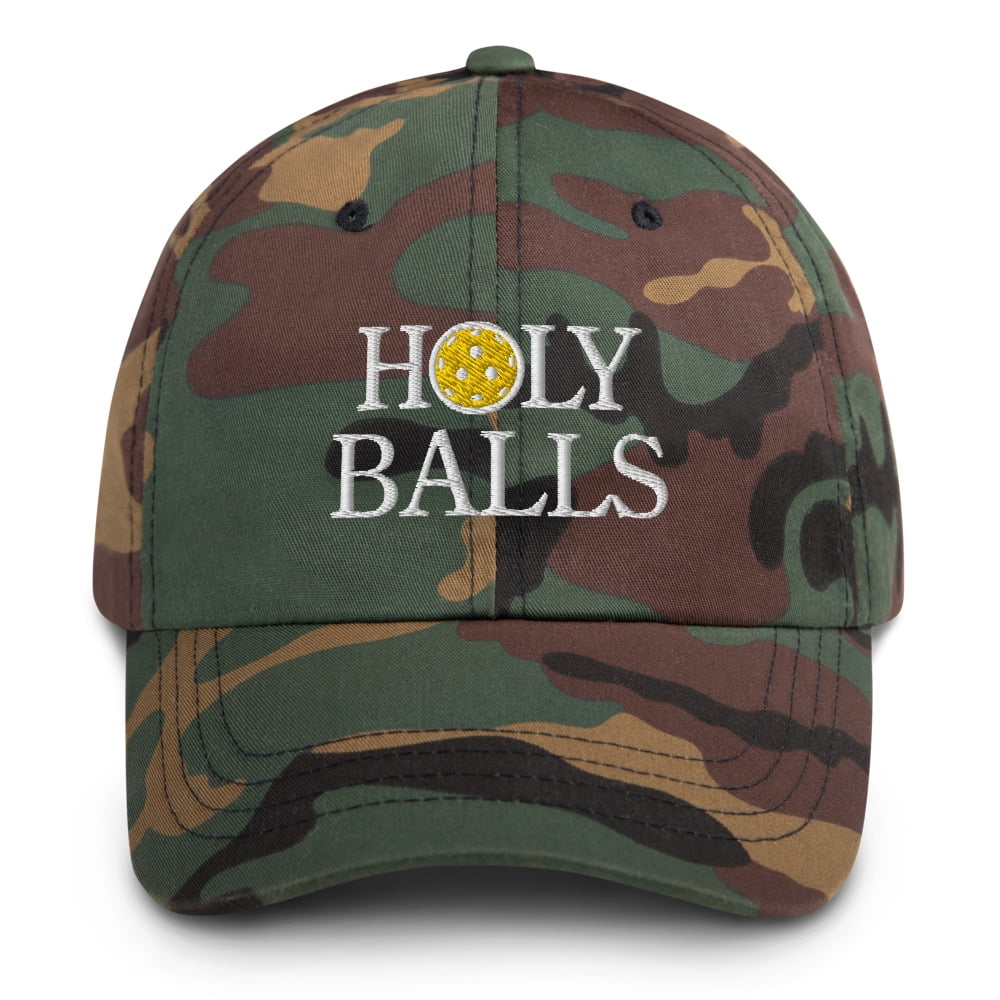 Holy Balls Pickleball Hat - Dad hat (Green Camo)