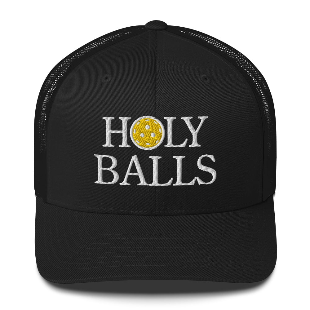 Holy Balls Pickleball Hat - Trucker Cap (Black)