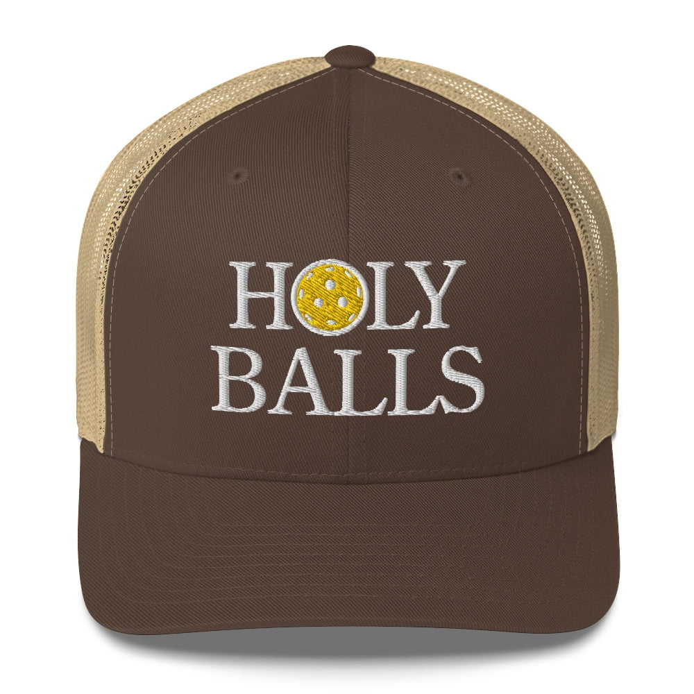 Holy Balls Pickleball Hat - Trucker Cap (Brown/ Khaki)