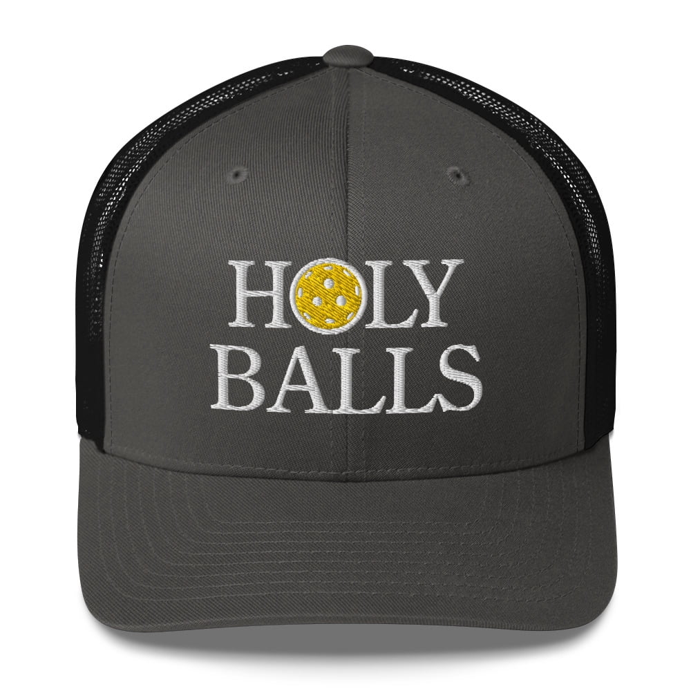 Holy Balls Pickleball Hat - Trucker Cap (Charcoal/ Black)