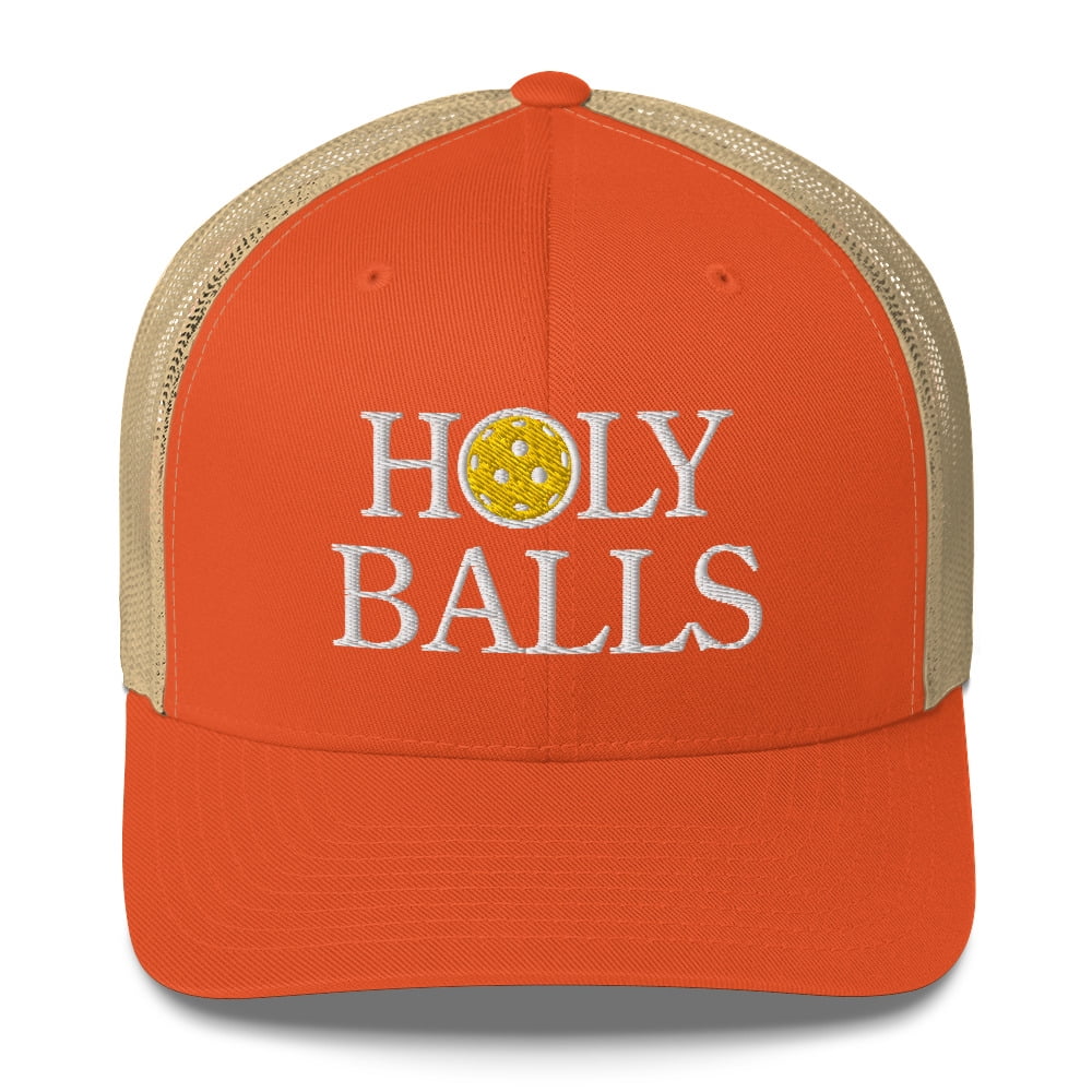 Holy Balls Pickleball Hat - Trucker Cap (Rustic Orange/ Khaki)