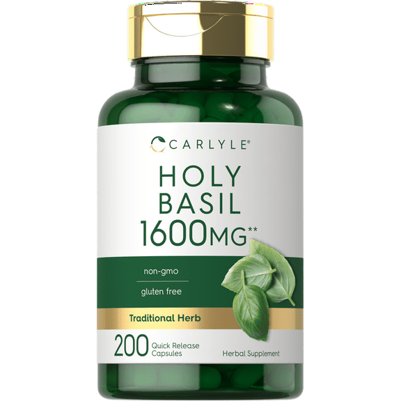 Holy Basil Extract 1600mg | 200 Capsules | Herbal Supplement for Men and Women | by Carlyle