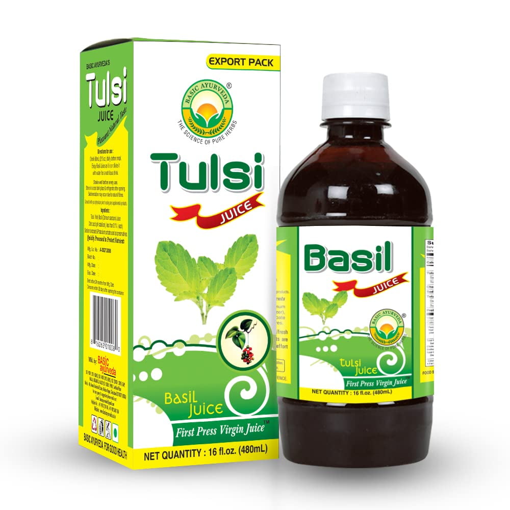 Holy Basil Juice Organic Natural Tulsi Juice 16.23 Fl Oz (480ml