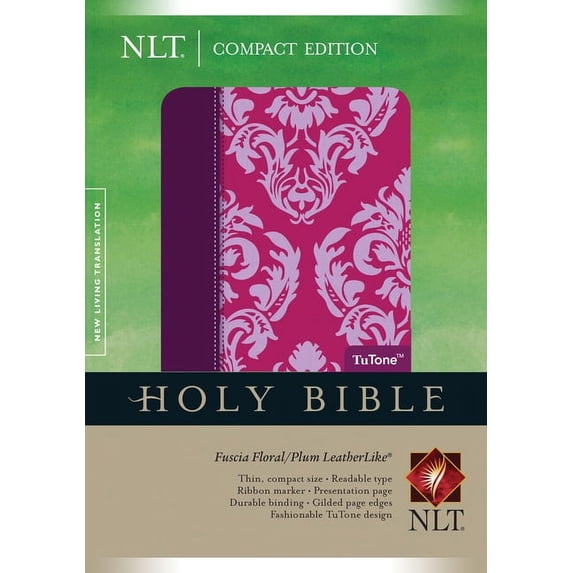 Holy Bible: New Living Translation, Fuscia Floral/Plum Leatherlike, Tutone