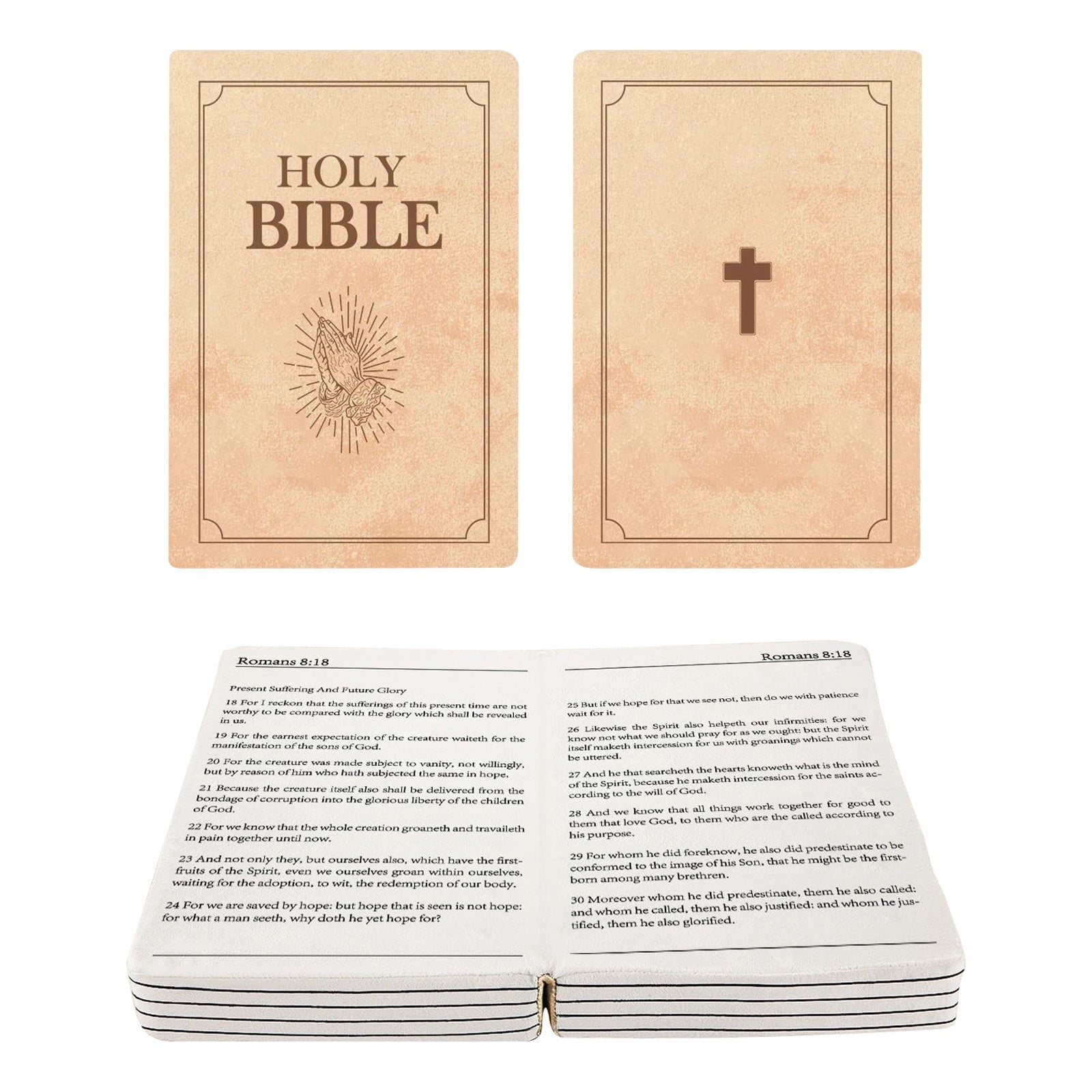 Oreiller Livre Bible En Peluche Douce - Oreiller Sainte Bible Qui S'Ouvre - Cadeau Religieux Réconfortant