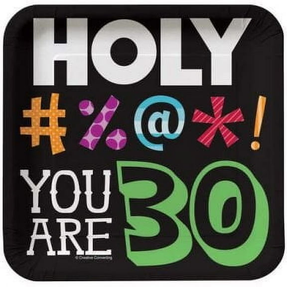 Holy Bleep You're 30 Over the Hill 30th Birthday Party 7" Square Dessert Plates
