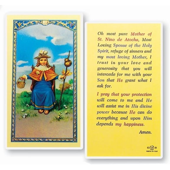 Holy Child of Atocha Infant of Atocha Nino de Atocha Blessed Laminated Italian Holy Card with Gold Accents