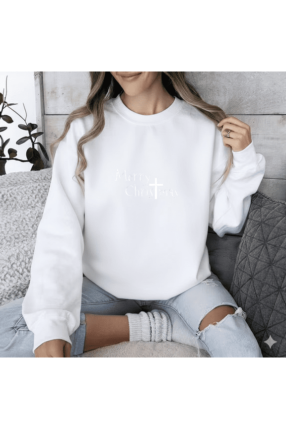 Holy Christmas Faith Jesus Cross Blessed Holiday Spirit Sweatshirt, up to size 5XL