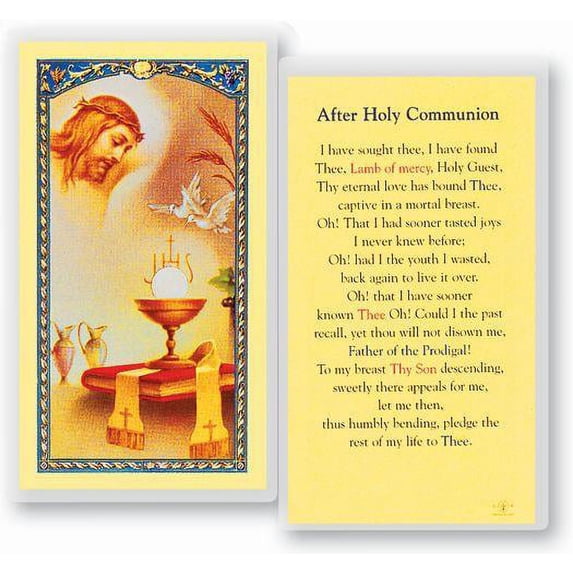 Holy Communion-Prayer After Laminated Catholic Prayer Holy Card with ...