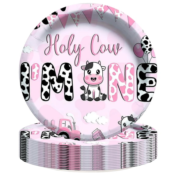 Holy Cow 1st First One Paper Plates Birthday Party Supplies Decorations 16pcs Tableware Disposable Dinnerware