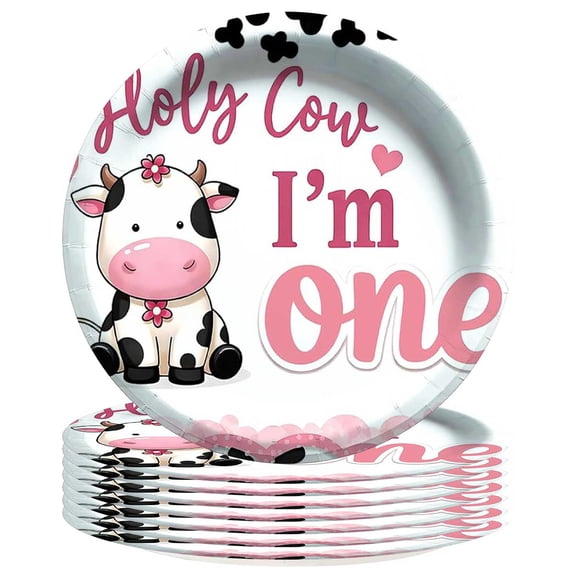 Holy Cow 1st First One Paper Plates Birthday Party Supplies Decorations 8pcs Tableware Disposable Dinnerware