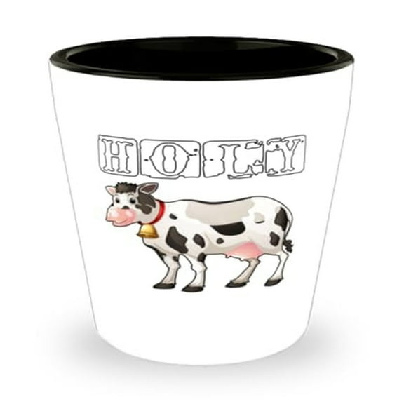 Holy Cow Cattle Pun Shot Glass, Farm Animal Themed Mini Glassware, Unique 1.5oz Cup Gift for Farmers and Lovers