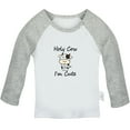 thumbnail image 1 of Holy Cow I'm Cute Funny T shirt For Baby, Newborn Babies T-shirts, Infant Tops, 0-24M Kids Graphic Tees Clothing (Long Gray Raglan T-shirt, 6-12 Months), 1 of 4