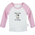 thumbnail image 1 of Holy Cow I'm Cute Funny T shirt For Baby, Newborn Babies T-shirts, Infant Tops, 0-24M Kids Graphic Tees Clothing (Long Pink Raglan T-shirt, 0-6 Months), 1 of 4