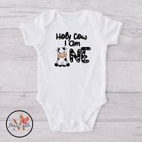 Holy Cow I'M One Onesie Cow Themed First Birthday Onesie First Birthday Onesie Cool Baby Clothing, Cute Natural Baby Onesie, BABY BODYSUIT LAT 4424