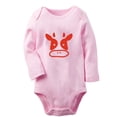 thumbnail image 1 of Holy Cow I'm Cute Funny Rompers, Newborn Baby Unisex Bodysuits, Infant Animal Cow Pattern Jumpsuits, Toddler 0-12 Months Kids Long Sleeves Oufits (Pink, 0-6 Months), 1 of 4