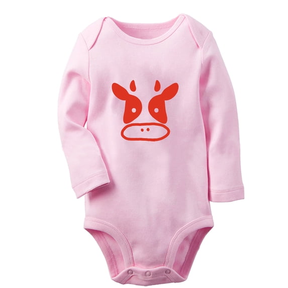 Holy Cow I'm Cute Funny Rompers, Newborn Baby Unisex Bodysuits, Infant Animal Cow Pattern Jumpsuits, Toddler 0-12 Months Kids Long Sleeves Oufits (Pink, 0-6 Months)