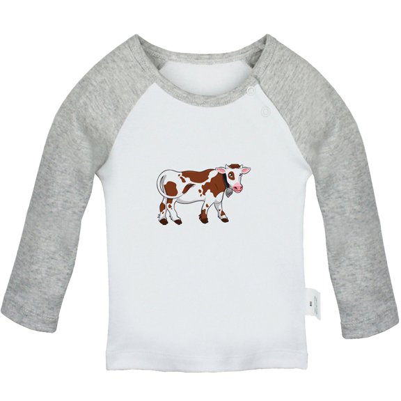 Holy Cow I'm Cute Funny T shirt For Baby, Newborn Babies Animal Cow T-shirts, Infant Tops, 0-24M Kids Graphic Tees Clothing (Long Gray Raglan T-shirt, 12-18 Months)