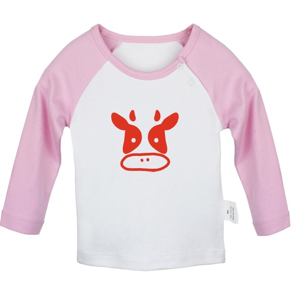 Holy Cow I'm Cute Funny T shirt For Baby, Newborn Babies Animal Cow T-shirts, Infant Tops, 0-24M Kids Graphic Tees Clothing (Long Pink Raglan T-shirt, 12-18 Months)