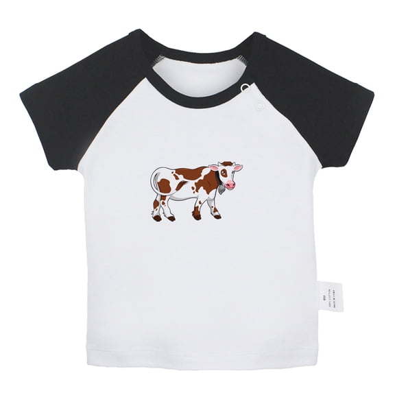 Holy Cow I'm Cute Funny T shirt For Baby, Newborn Babies Animal Cow T-shirts, Infant Tops, 0-24M Kids Graphic Tees Clothing (Short Black Raglan T-shirt, 6-12 Months)