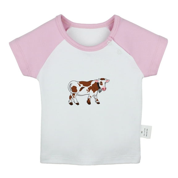 Holy Cow I'm Cute Funny T shirt For Baby, Newborn Babies Animal Cow T-shirts, Infant Tops, 0-24M Kids Graphic Tees Clothing (Short Pink Raglan T-shirt, 18-24 Months)
