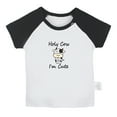 thumbnail image 1 of Holy Cow I'm Cute Funny T shirt For Baby, Newborn Babies T-shirts, Infant Tops, 0-24M Kids Graphic Tees Clothing (Short Black Raglan T-shirt, 6-12 Months), 1 of 4