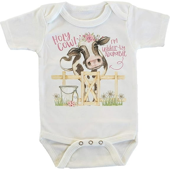 Holy Cow I'm Udderly Adorable in Pink Onesie/Bodysuit