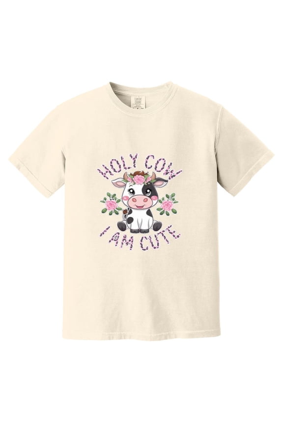 Holy Cow Im Cute Moo Cow Mama Leopard Print Farm Animal Funny Baby Kid Comfort Color T-Shirt, Unisex, up to size 4XL