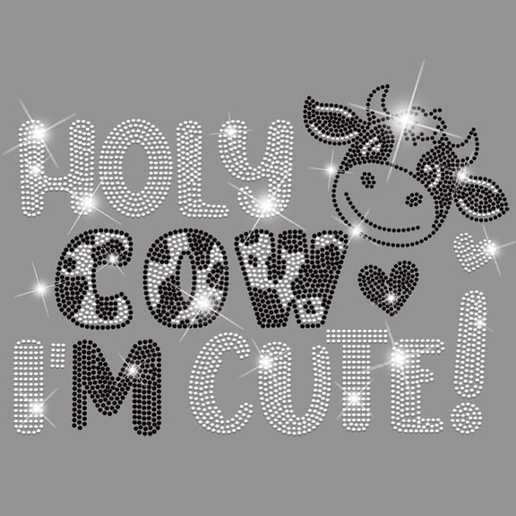 Holy Cow Iron on Rhinestones Clothes I'm Cute Text Heat Transfer Stickers Iron on Decals Rhinestone Patches