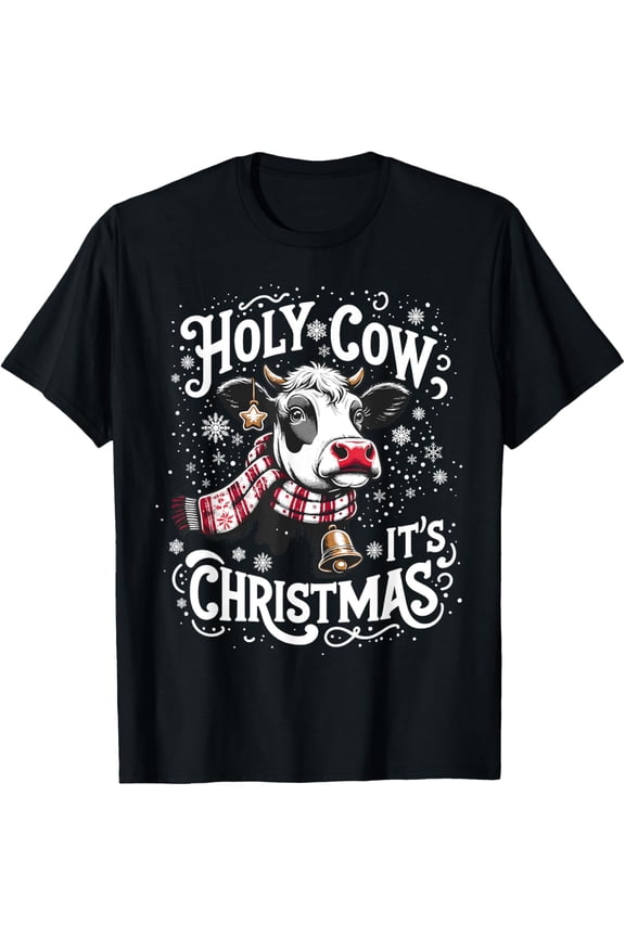 Holy Cow It's Christmas Funny Cow Lover Farm Animal Costume T-Shirt