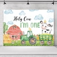 thumbnail image 1 of Holy Cow I'm One Birthday Backdrop for Kids Photography Wall Milk Cattle Farm Animal Farmhouse Country Cute Green Tractor Background 1st Bday Party Decorations Photo Booth Studio Props, 1 of 4