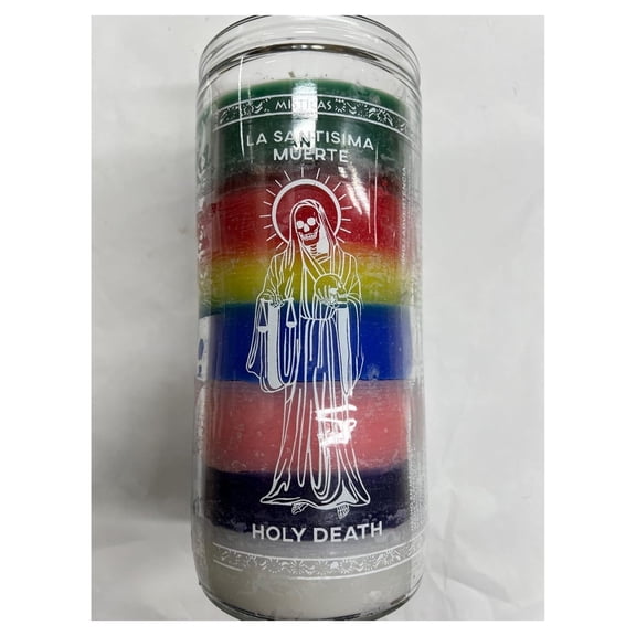Holy Death 14 Day Unscented 7 Color Candle in Glass (La Santisima Muerte)