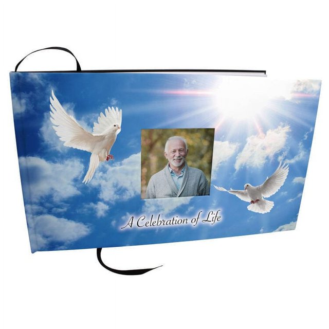 Holy Dove Matching Themed 'Celebration of Life' Guest Book for Funeral