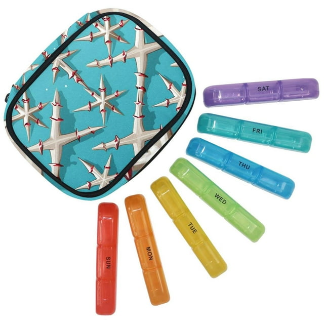Holy Easter Cross's Travel Pill Box Weekly Pill Organizer for Vitamin
