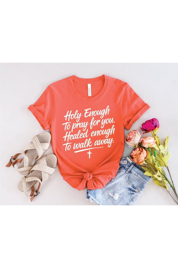 Holy Enough To Pray Coral Unisex Graphic Tee