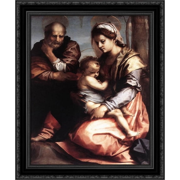 Holy Family (Barberini) 20x24 Black Ornate Wood Framed Canvas Art by Sarto, Andrea del
