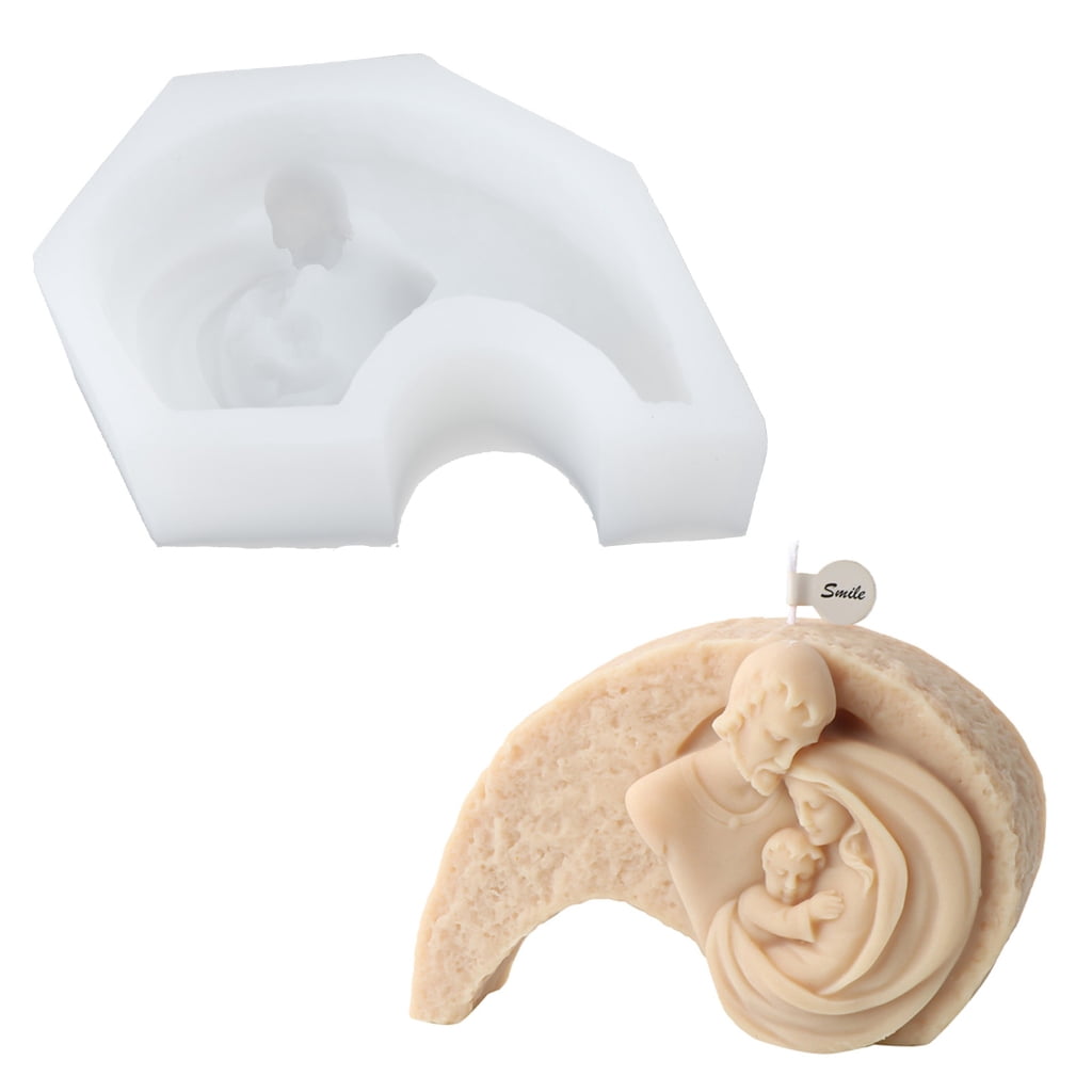 Catholic Family Silicone Candle Mold 3D Virgin Sculpture Plaster Resin Making Tools Handmade DIY Crafts Desktop Decor