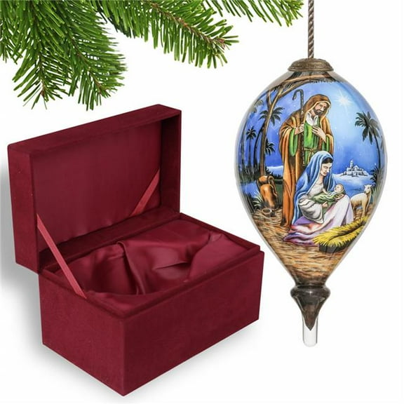 Holy Family Christmas Hand Painted Mouth Blown Glass Ornament, Multi Color