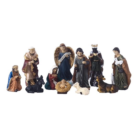 Holy Family Christmas Nativity Figurine Christ Birth of Statue Manger Resin Home Decoration