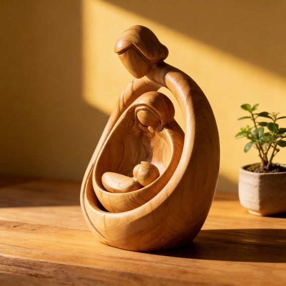 Holy Family Figurine – Small Hand-Carved Nativity Scene, Jesus Statue Resin Tabletop Ornaments, Religious Housewarming Gifts,Easter Home Decor(1pc)