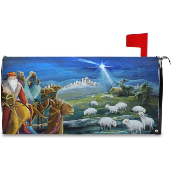 Holy Family Nativity Christmas Religious Magnetic Mailbox Cover MailWraps Garden Yard Home Decor for Outside Oversized-25.4" x20.8" 96\u2026