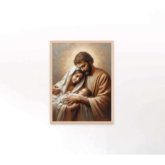 Holy Family Painting Saint Joseph Virgin Mary and Jesus Art Poster - 8x12 UNFRAMED