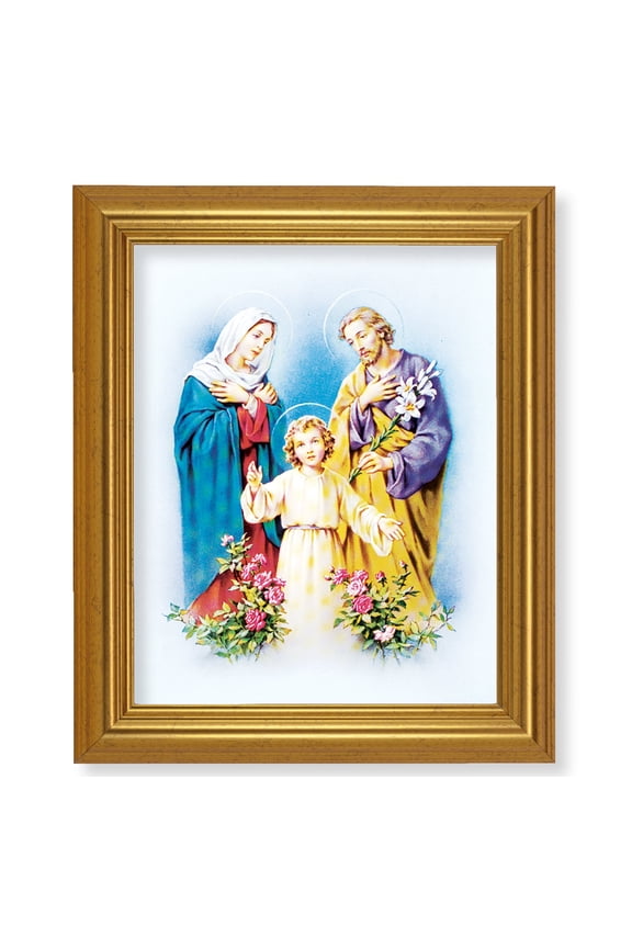 Holy Family Picture Framed Wall Art Decor, Large, Antique Gold-Leaf Classic Frame