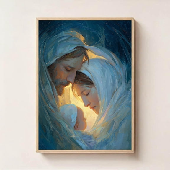 Holy Family Print, Mary Joseph Baby Jesus Art, Nativity Scene, Christian Wall Decor, Sacred Family Poster, UNFRAMED