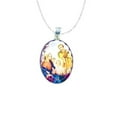 thumbnail image 1 of Holy Family Small Oval Pendant w/ Pressed Flowers 18-inch, 1 of 3
