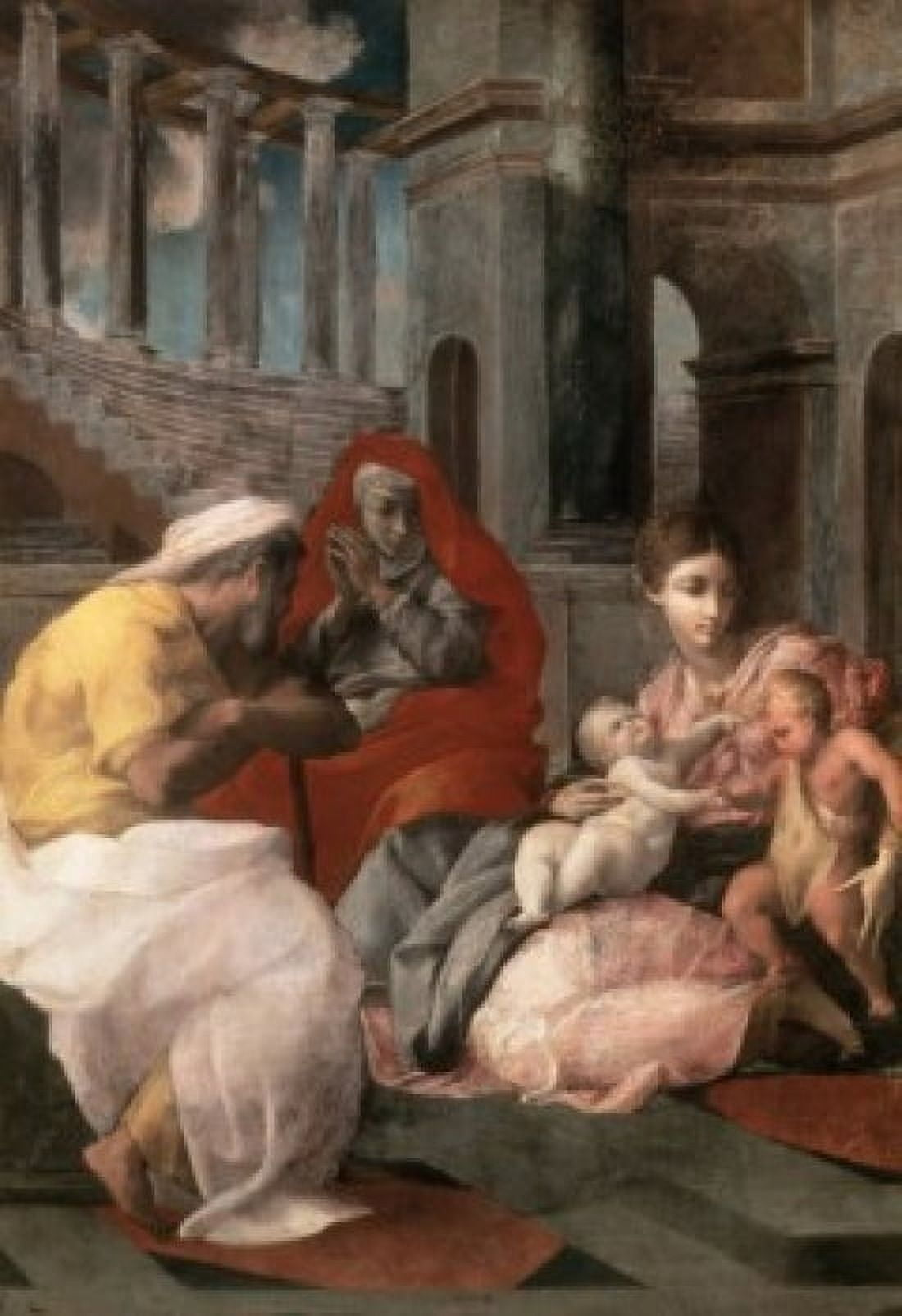 Holy Family with St Elizabeth and John  1541  Francesco Primaticcio (1504-1570 Italian)  Oil on Wood Panel  Hermitage Museum St Petersburg Canvas Art - Francesco Primaticcio (24 x 36)