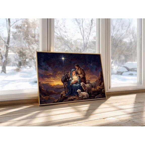Holy Family With Baby Jesus Nativity Scene Bible Print Christian Wall Art For Christmas Faith Art