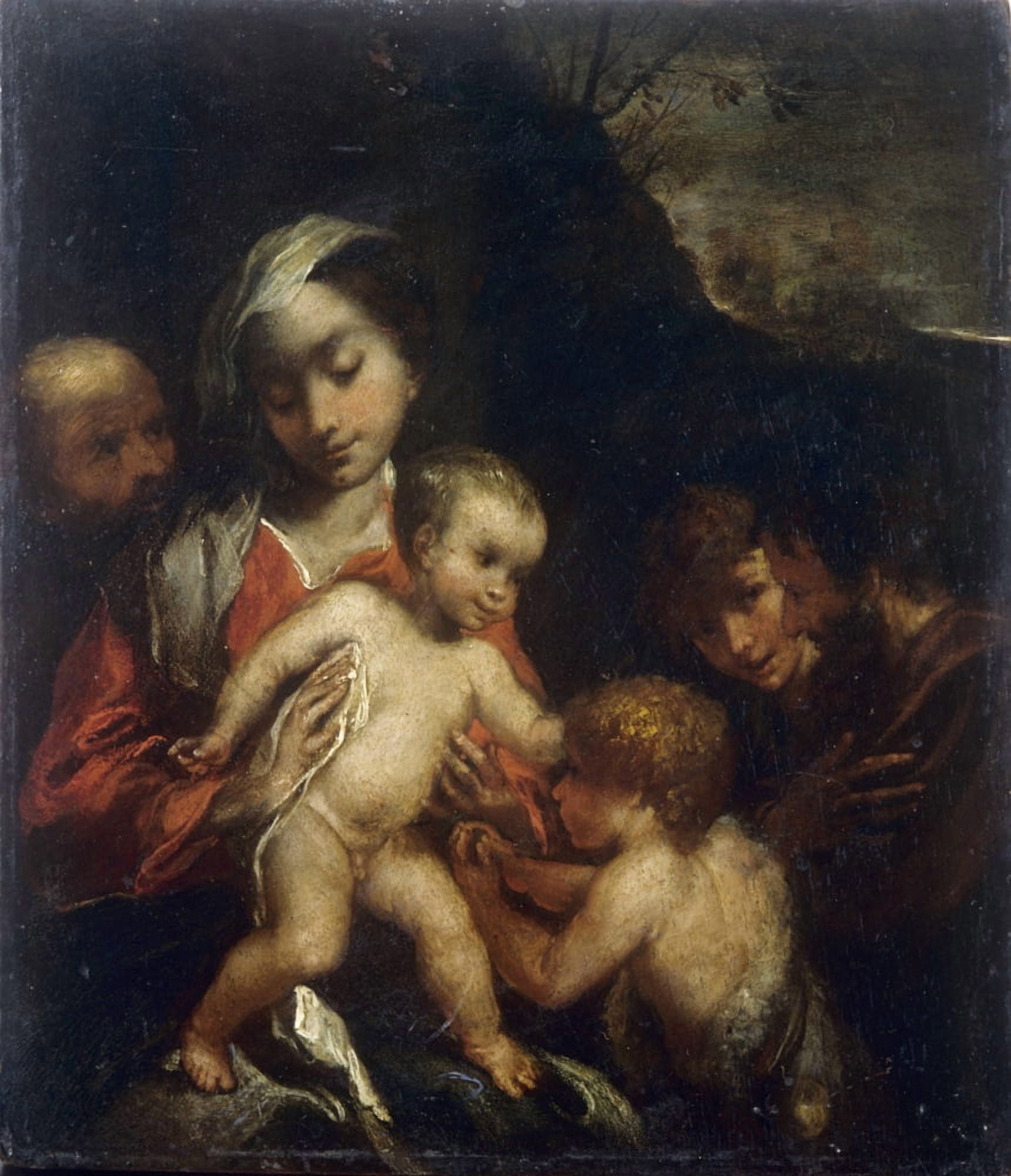 Holy Family With Child Saint John (Sacra Famiglia Con San Giovannino) Canvas Art - (18 x 24)